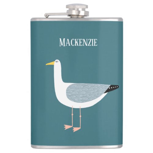 Seagulls Nautical Name Flask