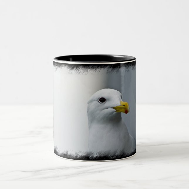 Seagulls Need Love Too on Black Two-Tone Coffee Mug (Center)