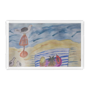 Seagulls on the Beach Acrylic Tray