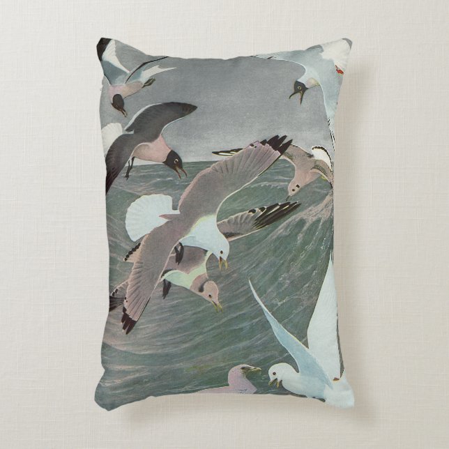 Seagulls Over Ocean Waves by Louis Agassiz Fuertes Accent Pillow (Front(Vertical))