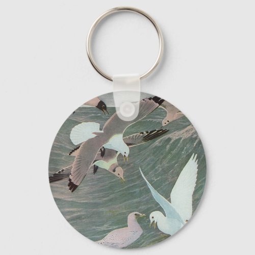Seagulls Over Ocean Waves by Louis Agassiz Fuertes Keychain