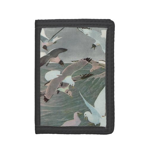 Seagulls Over Ocean Waves by Louis Agassiz Fuertes Trifold Wallet