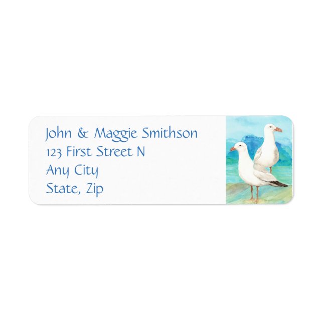 Seagulls - watercolor bird - Address Label (Front)