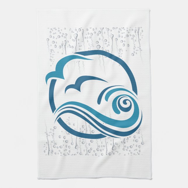 Seagulls Waves Sea Kitchen Towel (Vertical)