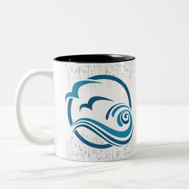 Seagulls Waves Sea Water Two-Tone Coffee Mug (Left)