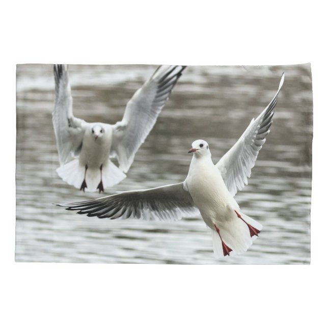 Seaguls in Flight Pillow Case (Back)