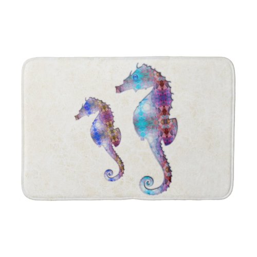 SEAHORSE 1 DUO BABY BLUE AND PINK MOSAIC BATH MAT