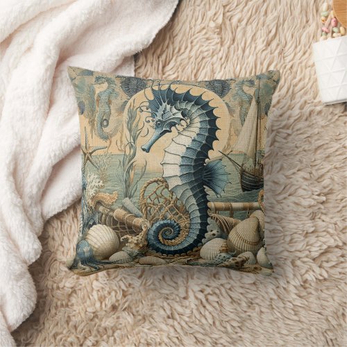 Seahorse  3 throw pillow