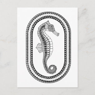 Seahorse Adult Coloring Postcard