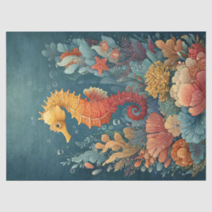 Seahorse Amidst Colorful Coral Tissue Paper