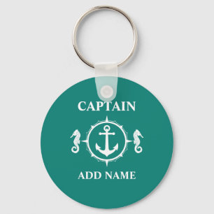 Seahorse Anchor Captain Add Name or Boat Name sh0a Keychain