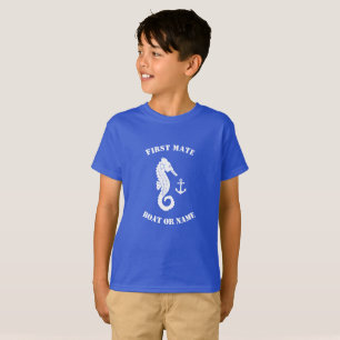 Seahorse Anchor First Mate Boat or Name Blue T-Shirt