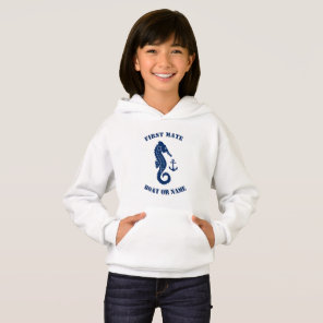Seahorse Anchor First Mate Boat or Name White Hoodie