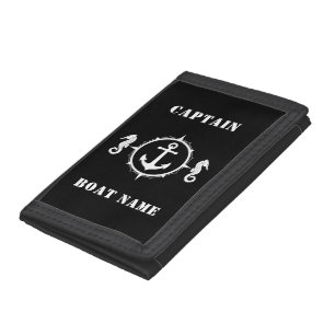 Seahorse Anchor & Your Name or Boat Name Trifold Wallet