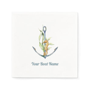 Seahorse and Anchor Nautical with Boat Name  Napkins