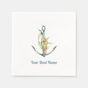 Seahorse and Anchor Nautical with Boat Name  Napkins