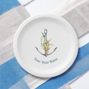 Seahorse and Anchor Nautical with Boat Name Paper Plates