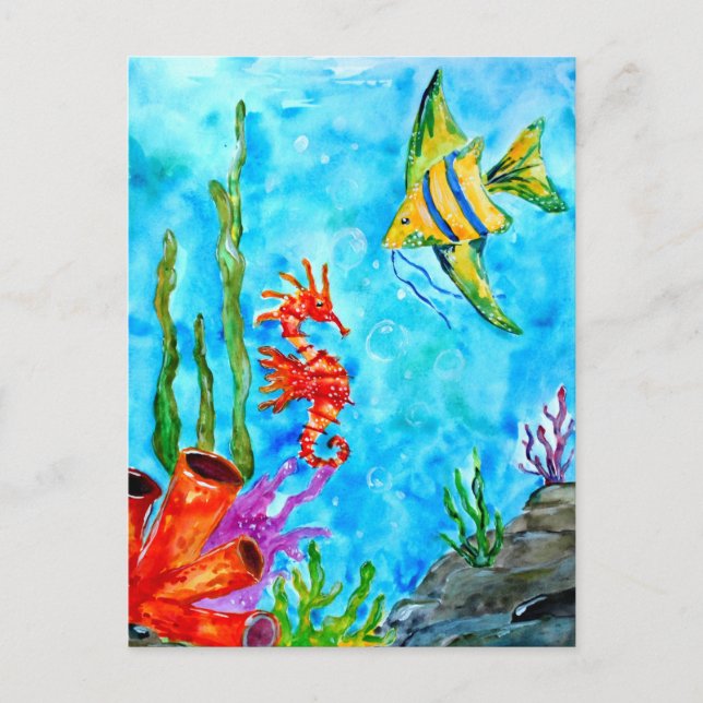 Seahorse and Fish Buddies Postcard (Front)