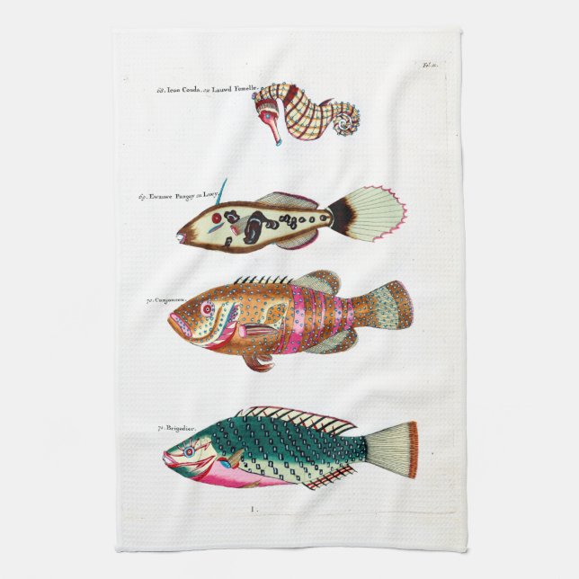Seahorse and Fish Kitchen Towel (Vertical)