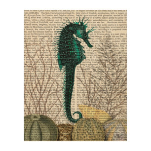 SeaHorse and Sea Urchins Wood Wall Decor