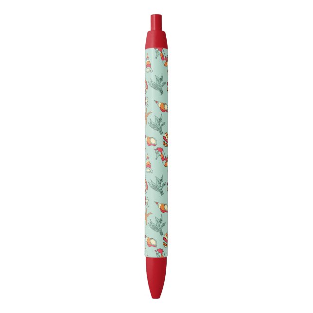 Seahorse and Seashell Pattern Teal Pen (Front Vertical)