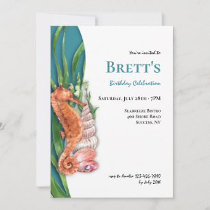 Seahorse and Seashells Invitation