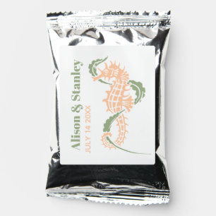 Seahorse and seaweed sage green and peach wedding coffee drink mix