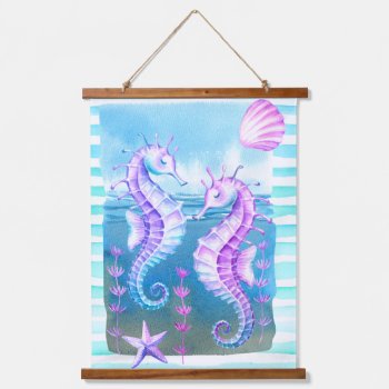 Seahorse And Shells Watercolor Hanging Tapestry by xgdesignsnyc at Zazzle