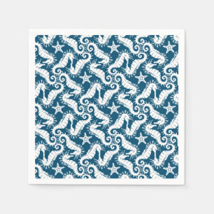 Seahorse and Starfish - Blue Sealife Pattern Napkins