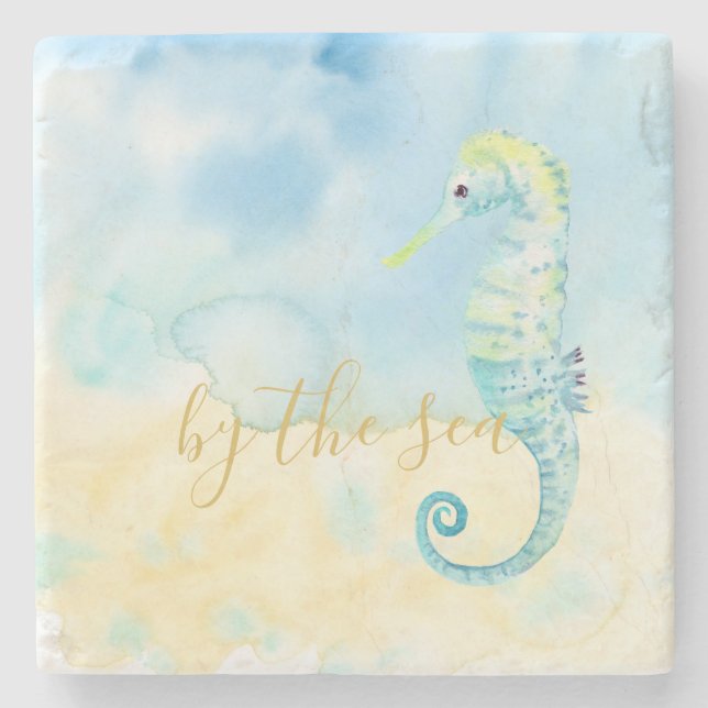 Seahorse and Starfish   Stone Coaster (Front)