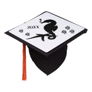 Seahorse and Zebra Fish with Year Graduation Cap Topper