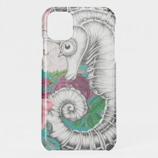 Seahorse Aqua Roses Ink Uncommon iPhone Case