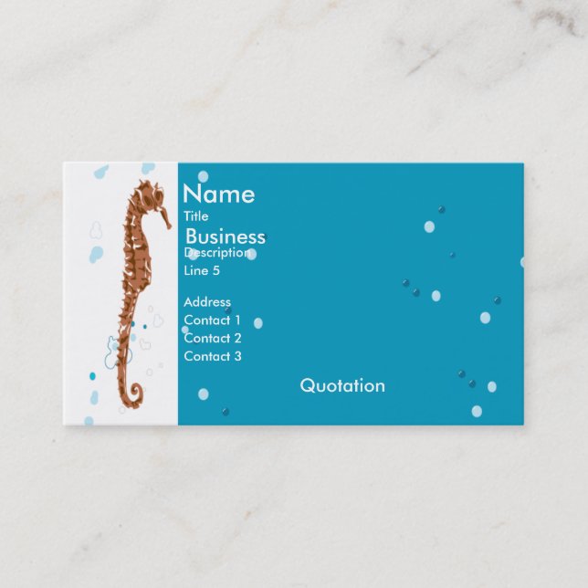 Seahorse Aquatic Business Card (Front)