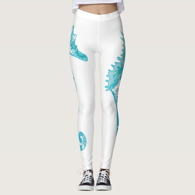 Seahorse art Custom Leggings (Front)