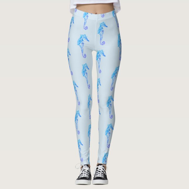 Seahorse art Custom Leggings (Front)