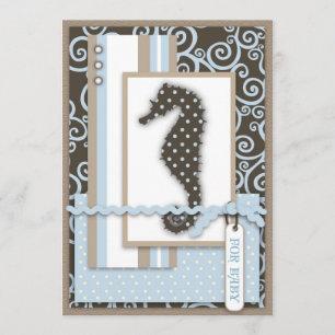 Seahorse Baby Boy Invitation