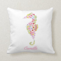 Seahorse Baby Girl Nursery Custom Pillow