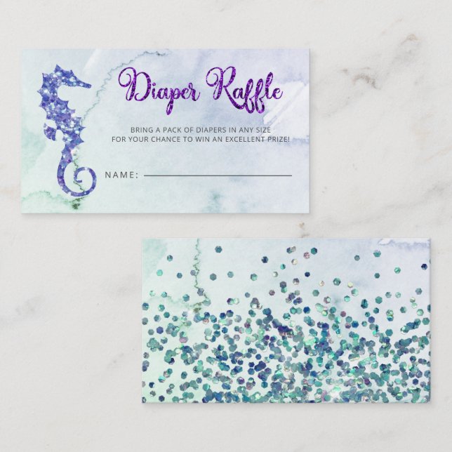 Seahorse Baby Shower Diaper Raffle Enclosure Card (Front/Back)