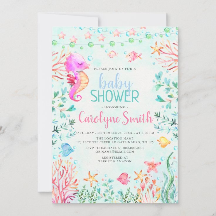 Seahorse Baby Shower Invitation Zazzle