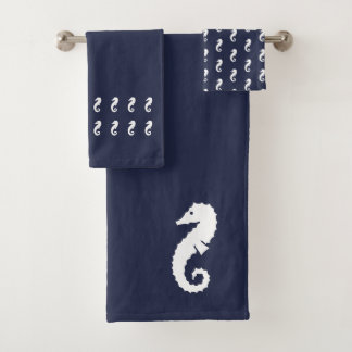 Seahorse Bath Black and white towel set