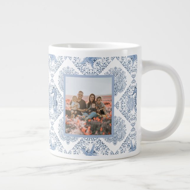 Seahorse Beach Blue Best Nana Photo Mothers Day Giant Coffee Mug (Right)