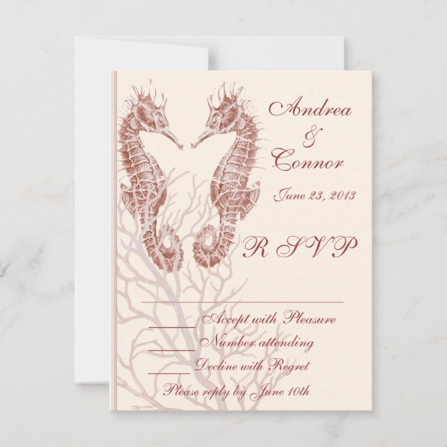 Seahorse beach brown wedding RSVP (Front)