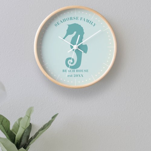 Seahorse Beach House Year Est Wall Clock