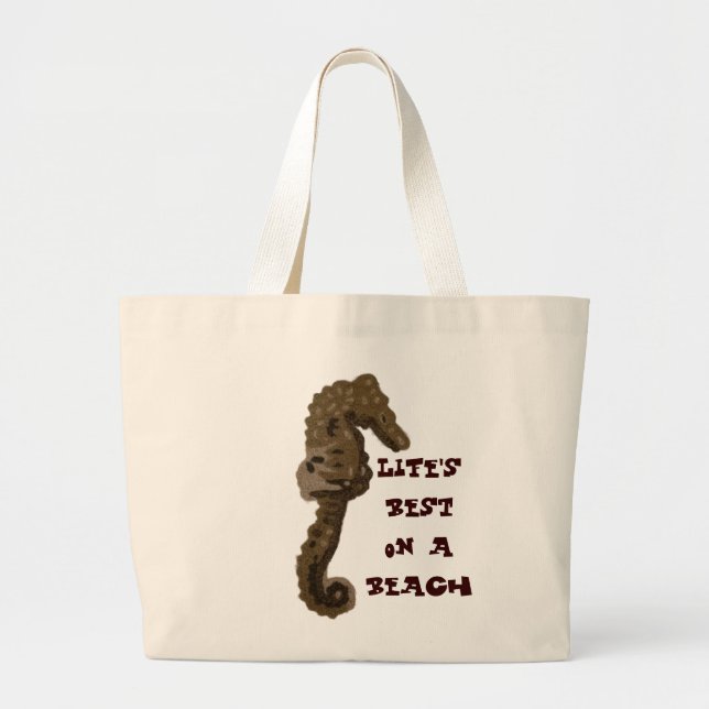 Seahorse Beach Large Tote Bag (Front)