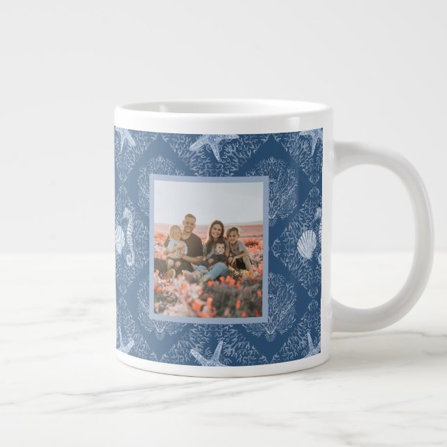 Seahorse Beach Navy Best Nana Photo Mothers Day Giant Coffee Mug (Right)