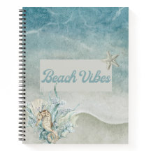 Seahorse Beach Theme Spiral Notebook 
