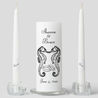 Seahorse Beach Wedding Two Become One  Unity Candle Set
