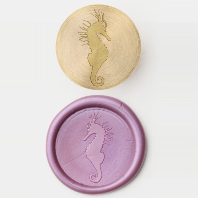 seahorse beach wedding wax seal stamp (Stamped)