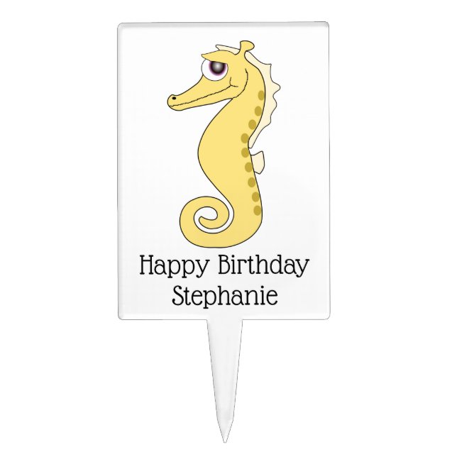 Seahorse Birthday Cake Topper (Front)