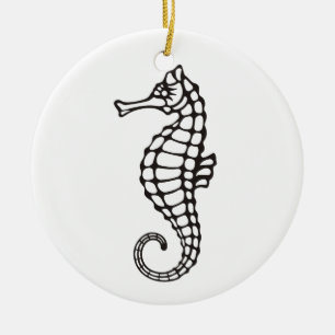 Seahorse Black Ceramic Ornament